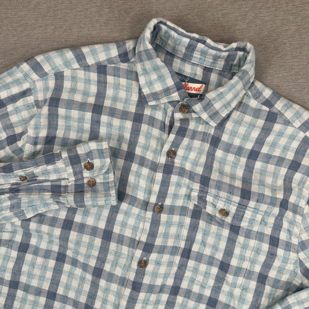 Johnnie-O Jordy Surflannel Shirt Mens Small Blue White Plaid Button Down Soft